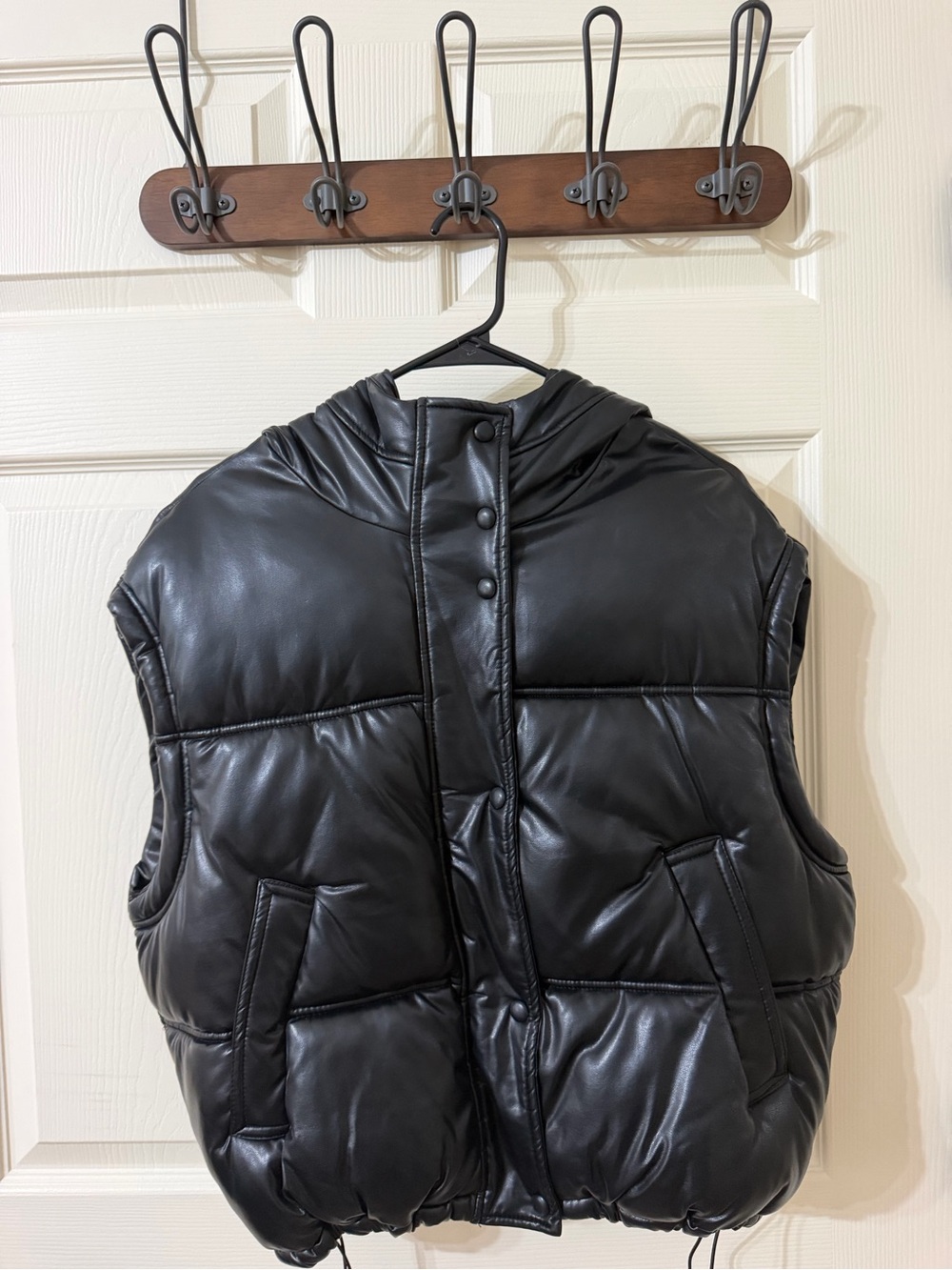 Black Puffer Vest with Hood - Women Jackets & Coats